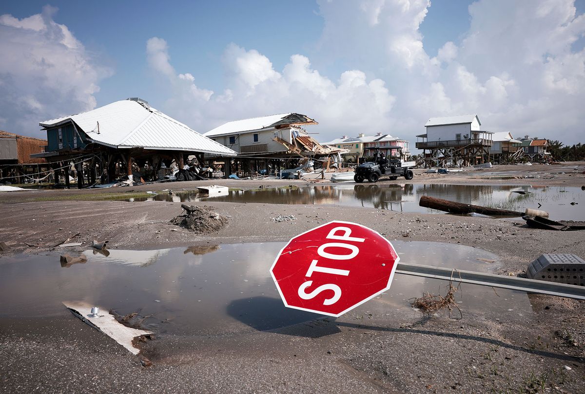 Homes destroyed in the wake of Hurricane Ida are shown September 2, 2021 in Grand Isle, Louisiana. Ida made landfall August 29 as a Category 4 storm near Grand Isle, southwest of New Orleans, causing widespread power outages, flooding and massive damage. (Win McNamee/Getty Images)