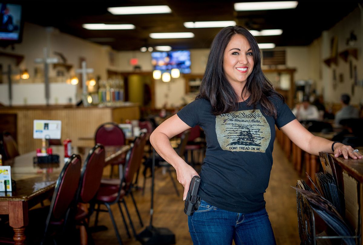 Lauren Boebert poses for a portrait at Shooters Grill in Rifle, Colorado on April 24, 2018 (EMILY KASK/AFP via Getty Images)