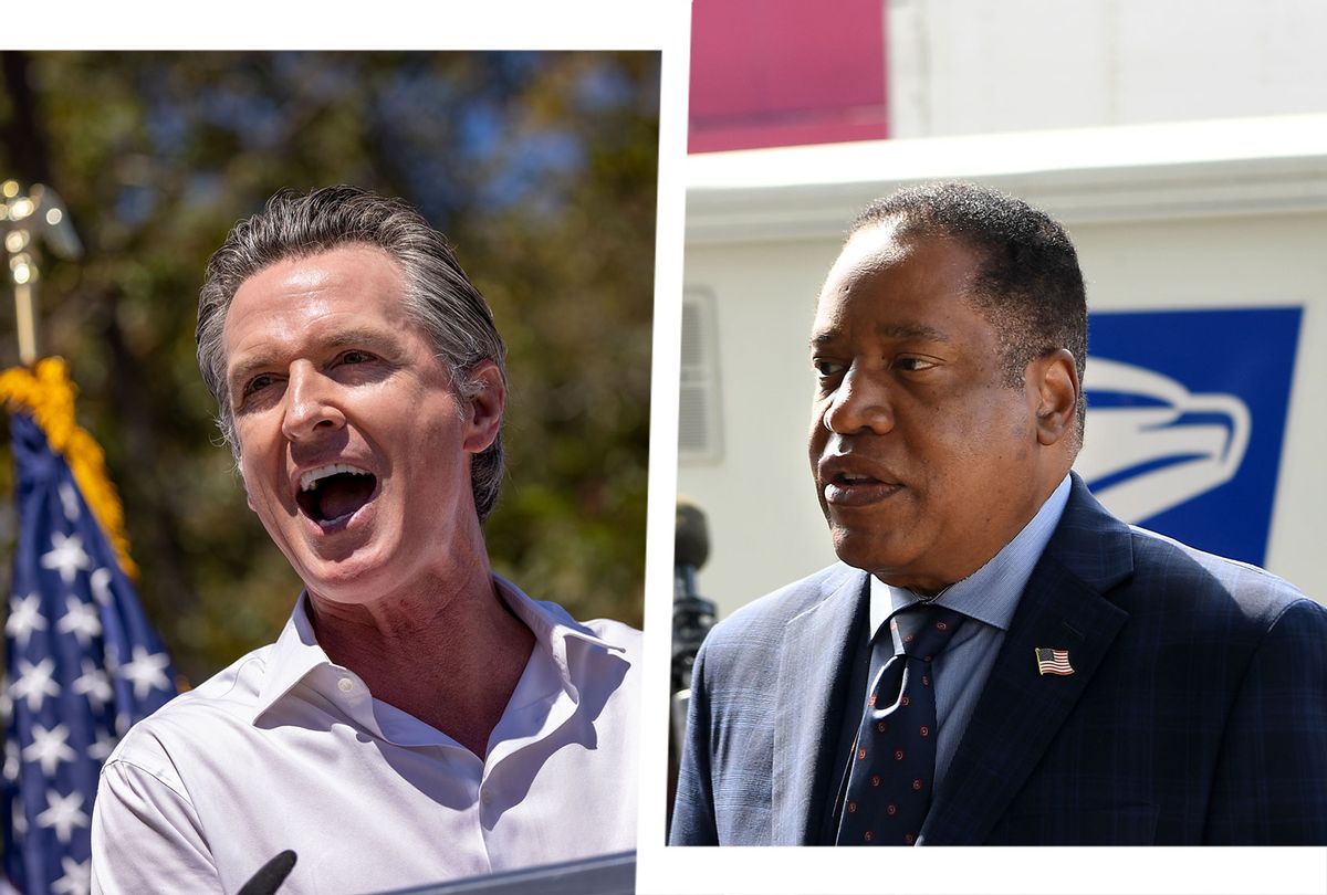 California Governor Gavin Newsom and Republican gubernatorial candidate Larry Elder (Photo illustration by Salon/Getty Images/David McNew/Wally Skalij/Los Angeles Times)