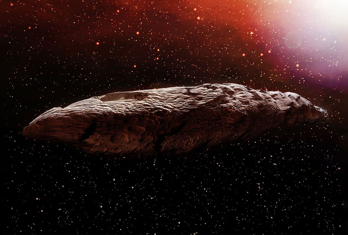 Originally classified as an asteroid, Oumuamua is an object estimated to be about 230 by 35 meters (800 ft x 100 ft) in size, travelling through our solar system. (Getty Images/Aunt_Spray)