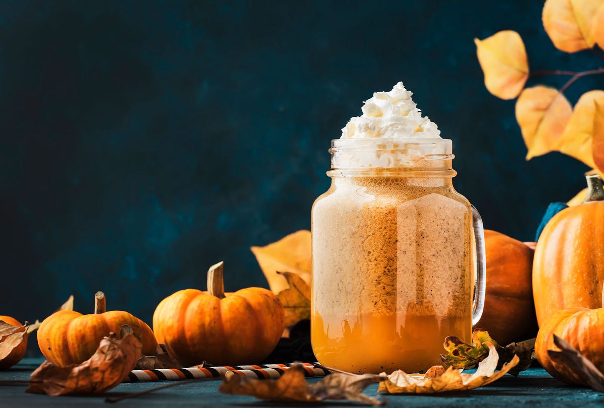 Pumpkin spiced drink in autumnal table setting (Getty Images/5PH)