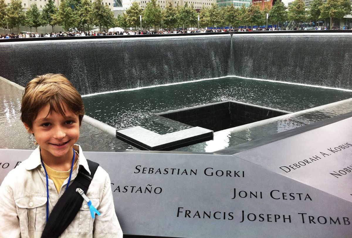 Young Nick Gorki of "Generation 9/11" at the memorial pools (Courtesy of the Gorki family)