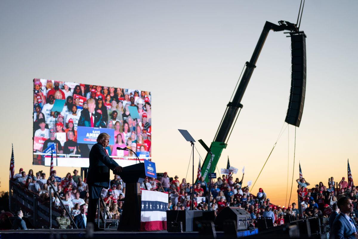Former US President Donald Trump speaks at a rally on September 25, 2021 in Perry, Georgia. (Sean Rayford/Getty Images)