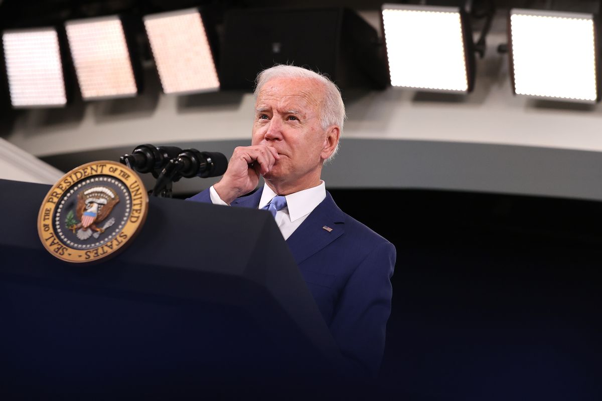 U.S. President Joe Biden delivers remarks on the September jobs numbers in the South Court Auditorium in the Eisenhower Executive Office Building on October 08, 2021. (Chip Somodevilla/Getty Images)