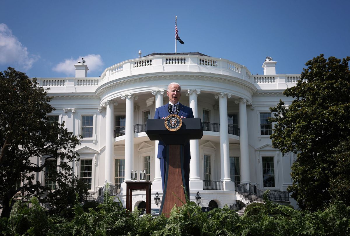 U.S. President Joe Biden delivers remarks during an event on the South Lawn of the White House August 5, 2021 in Washington, DC. (Win McNamee/Getty Images)
