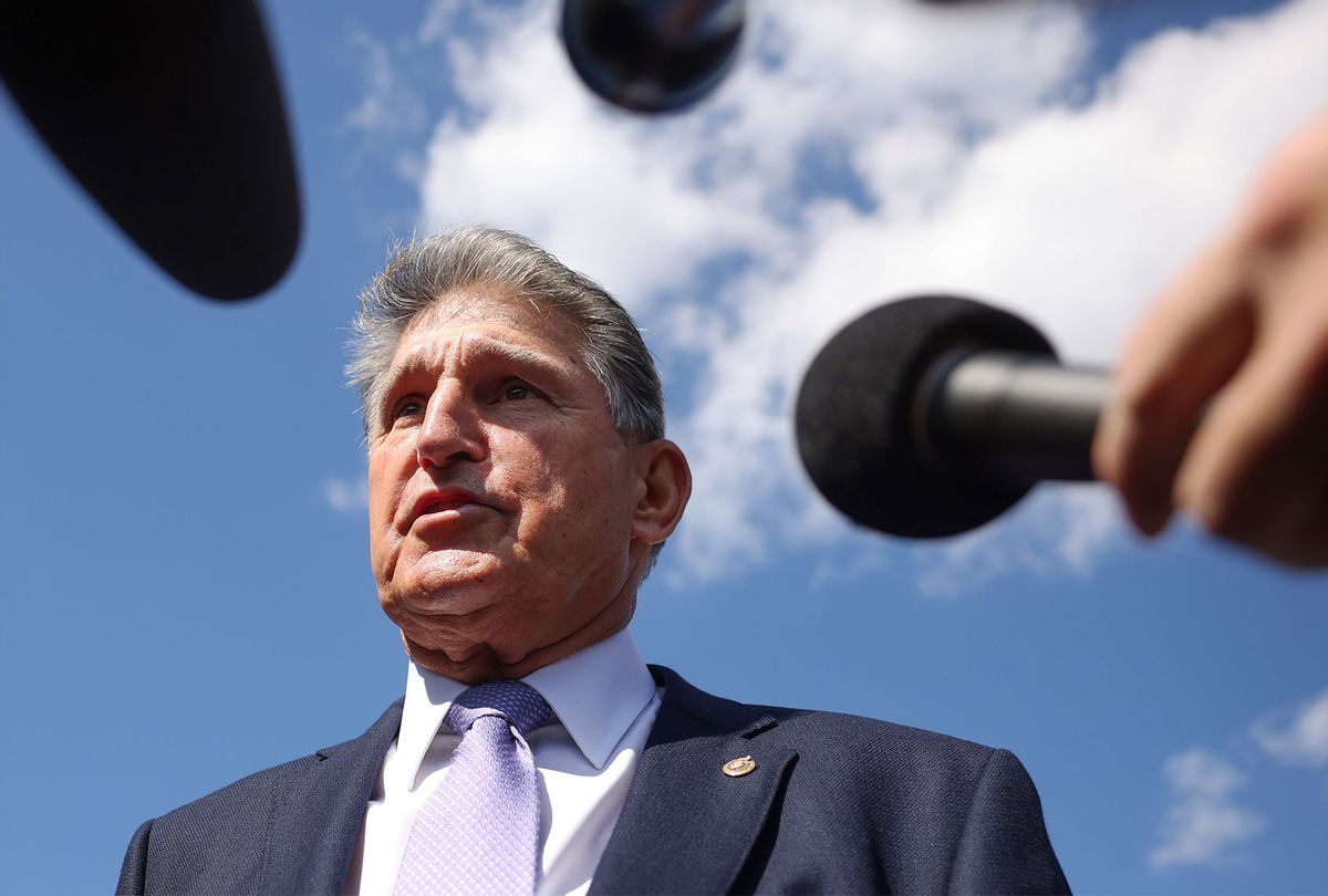 Sen. Joe Manchin (D-WV) speaks to reporters outside of the U.S. Capitol on September 30, 2021 in Washington, DC. (Kevin Dietsch/Getty Images)