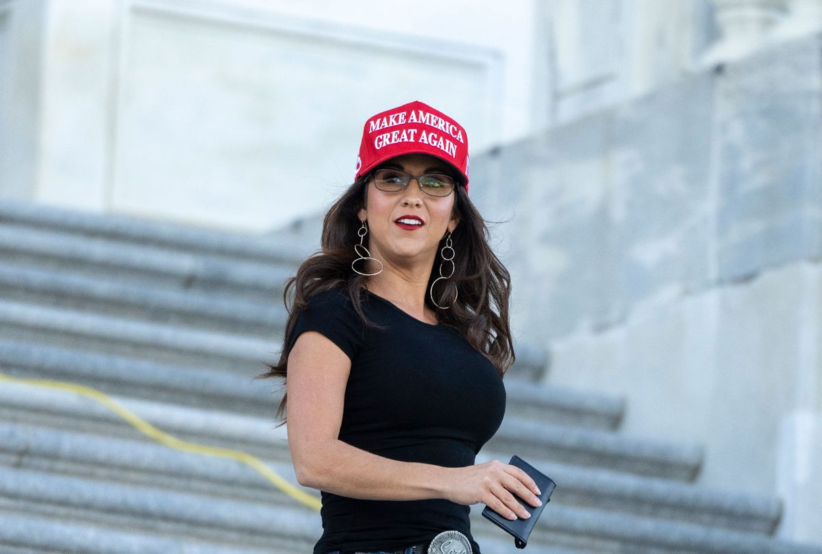 Rep. Lauren Boebert (R-CO) wears a 'Make America Great Again' hat as she leaves the U.S. Capitol (Drew Angerer/Getty Images)
