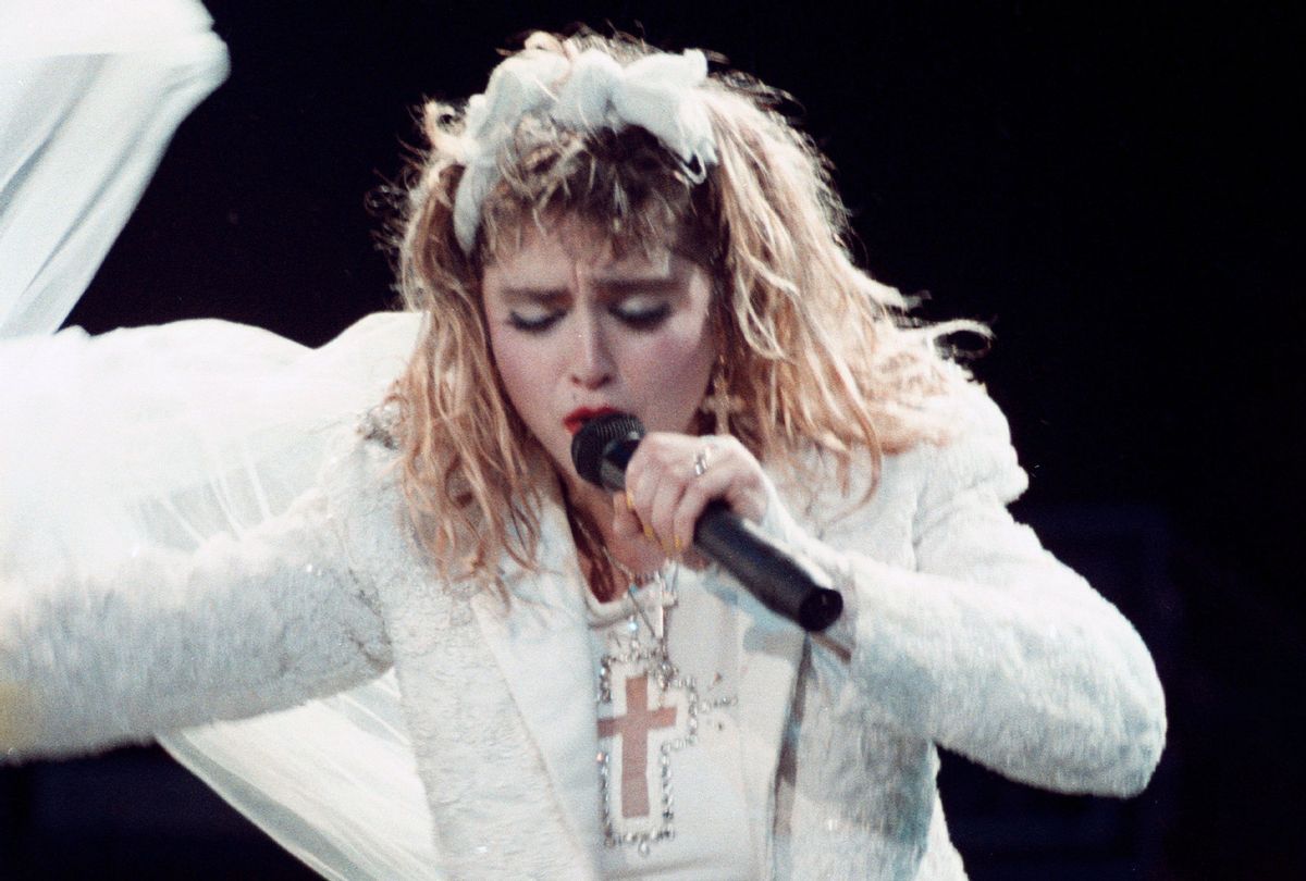 Madonna performs on the Virgin Tour at the St. Paul Civic Center in St. Paul, Minnesota on May 21, 1985 (Jim Steinfeldt/Michael Ochs Archives/Getty Images)