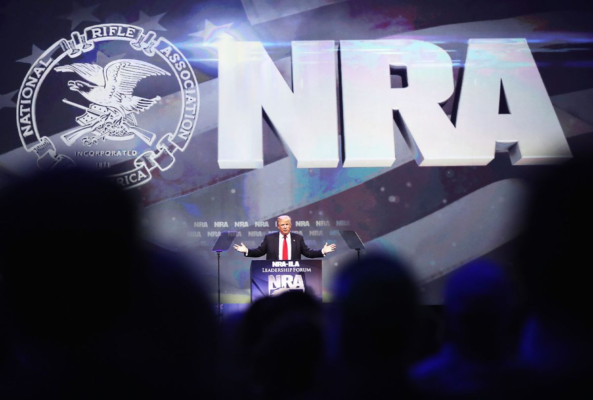 Republican presidential candidate Donald Trump speaks at the National Rifle Association's NRA-ILA Leadership Forum during the NRA Convention at the Kentucky Exposition Center on May 20, 2016 in Louisville, Kentucky. The NRA endorsed Trump at the convention. (Scott Olson/Getty Images)