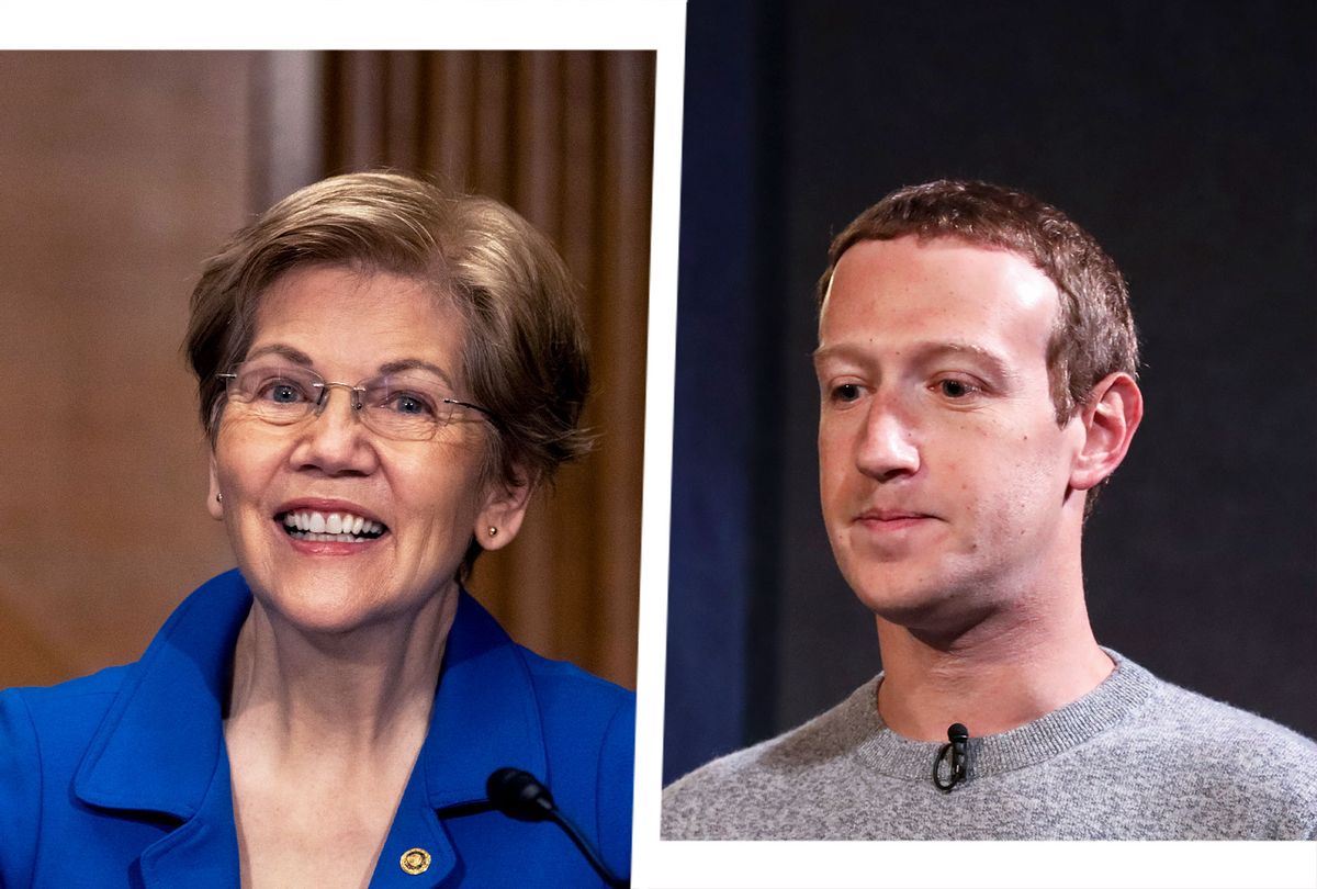 Elizabeth Warren and Mark Zuckerberg (Photo illustration by Salon/Getty Images)