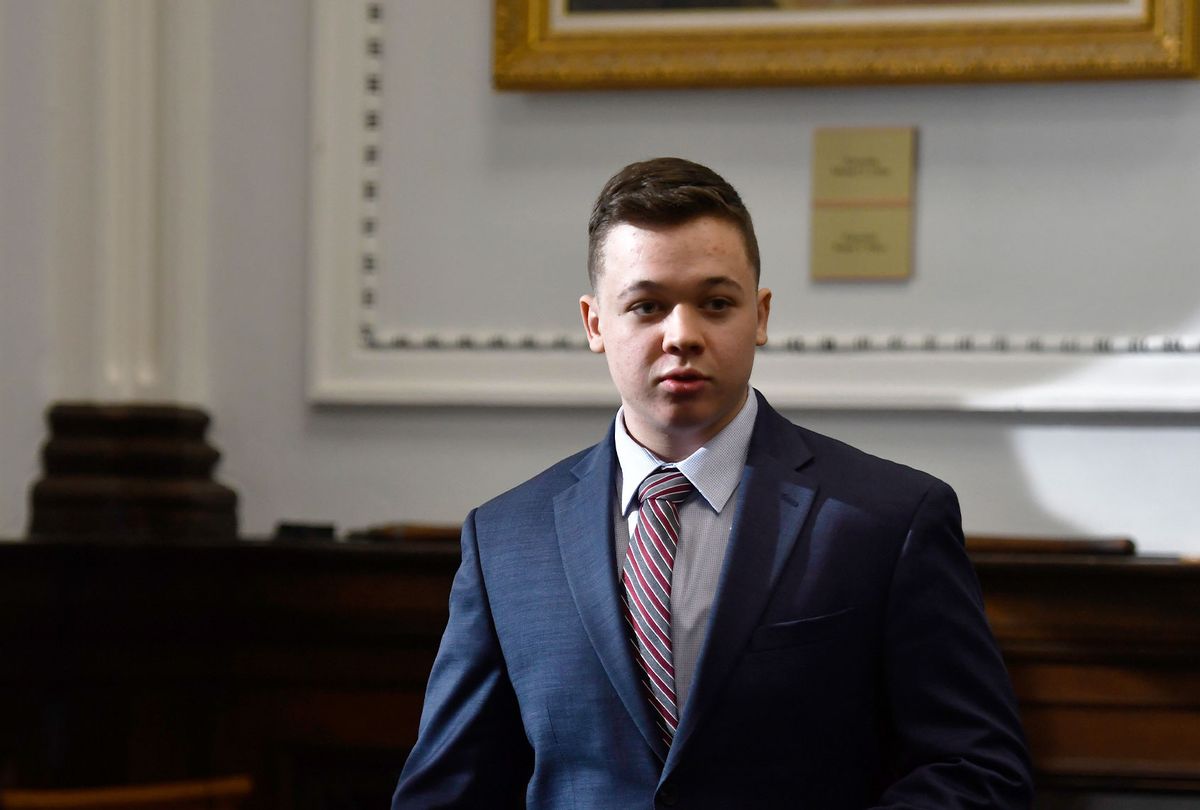 Kyle Rittenhouse enters the courtroom at the Kenosha County Courthouse on November 8, 2021 in Kenosha, Wisconsin.  (Sean Krajacic-Pool/Getty Images)