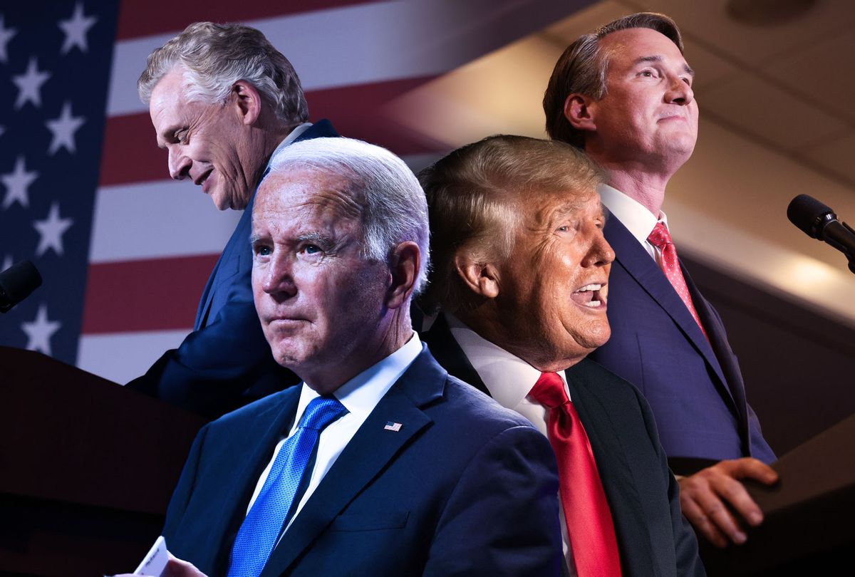 Terry McAuliffe, Joe Biden, Glenn Youngkin and Donald Trump (Photo illustration by Salon/Getty Images)