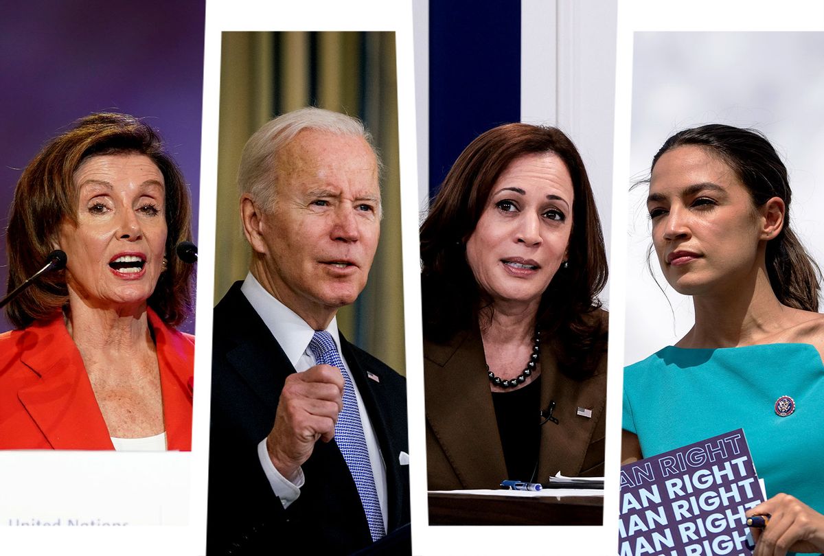 Nancy Pelosi, Joe Biden, Kamala Harris and Alexandria Ocasio-Cortez (Photo illustration by Salon/Getty Images)