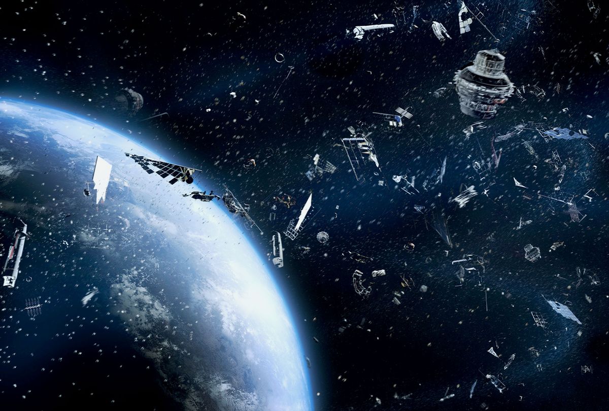 Galactic trash orbiting Earth (Getty Images/janiecbros)