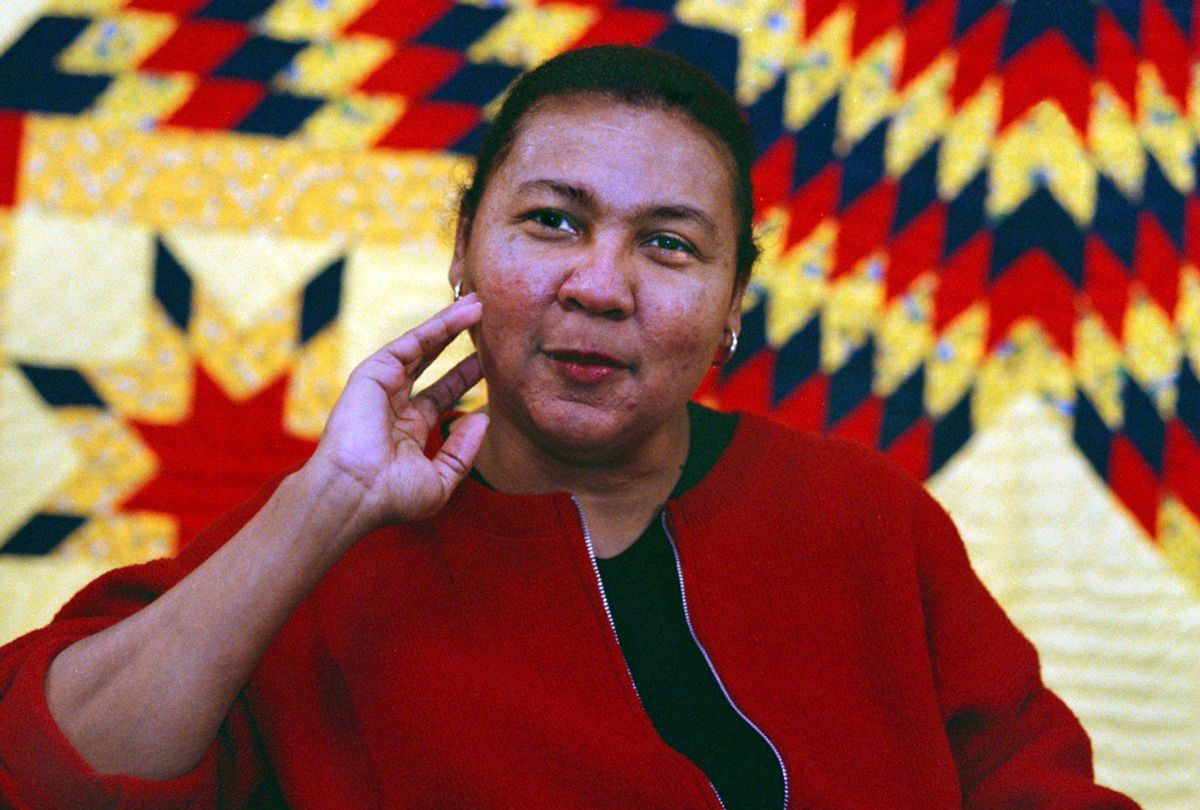 Black feminist bell hooks during an interview for her book in 1999 (Margaret Thomas/The The Washington Post via Getty Images)