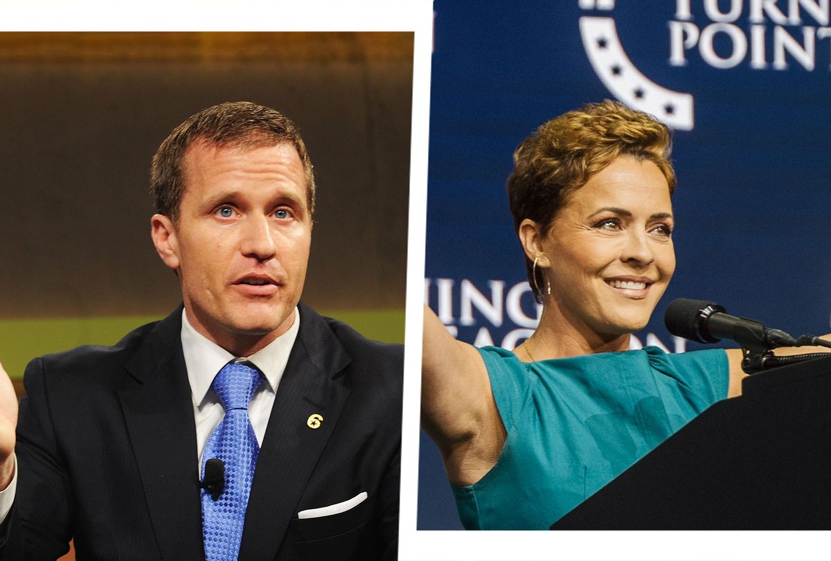Eric Greitens and Kari Lake (Photo illustration by Salon/Getty Images)