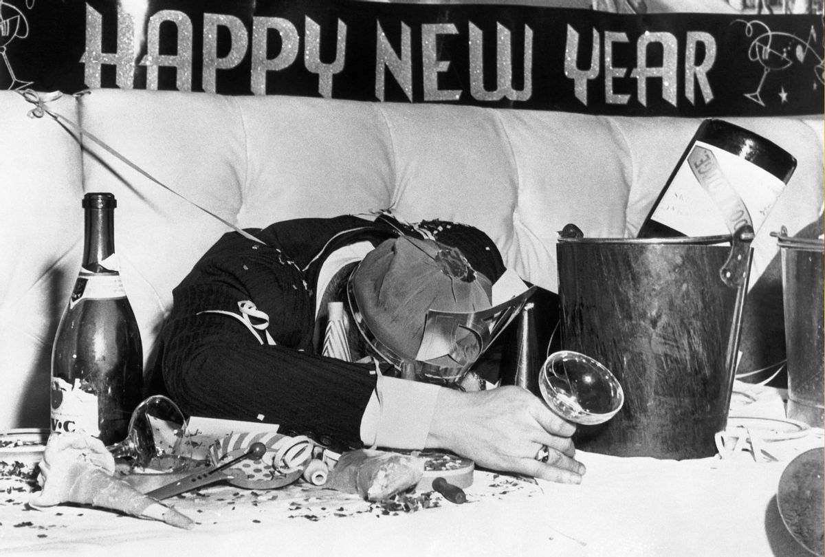 All that's left of 1947 is a headache and a job for the cleaners. This celebrant, who celebrated wildly and well at the Palm Beach Club in New York City, is just a job for the sweepers. (Getty Images/Bettmann/Contributor)