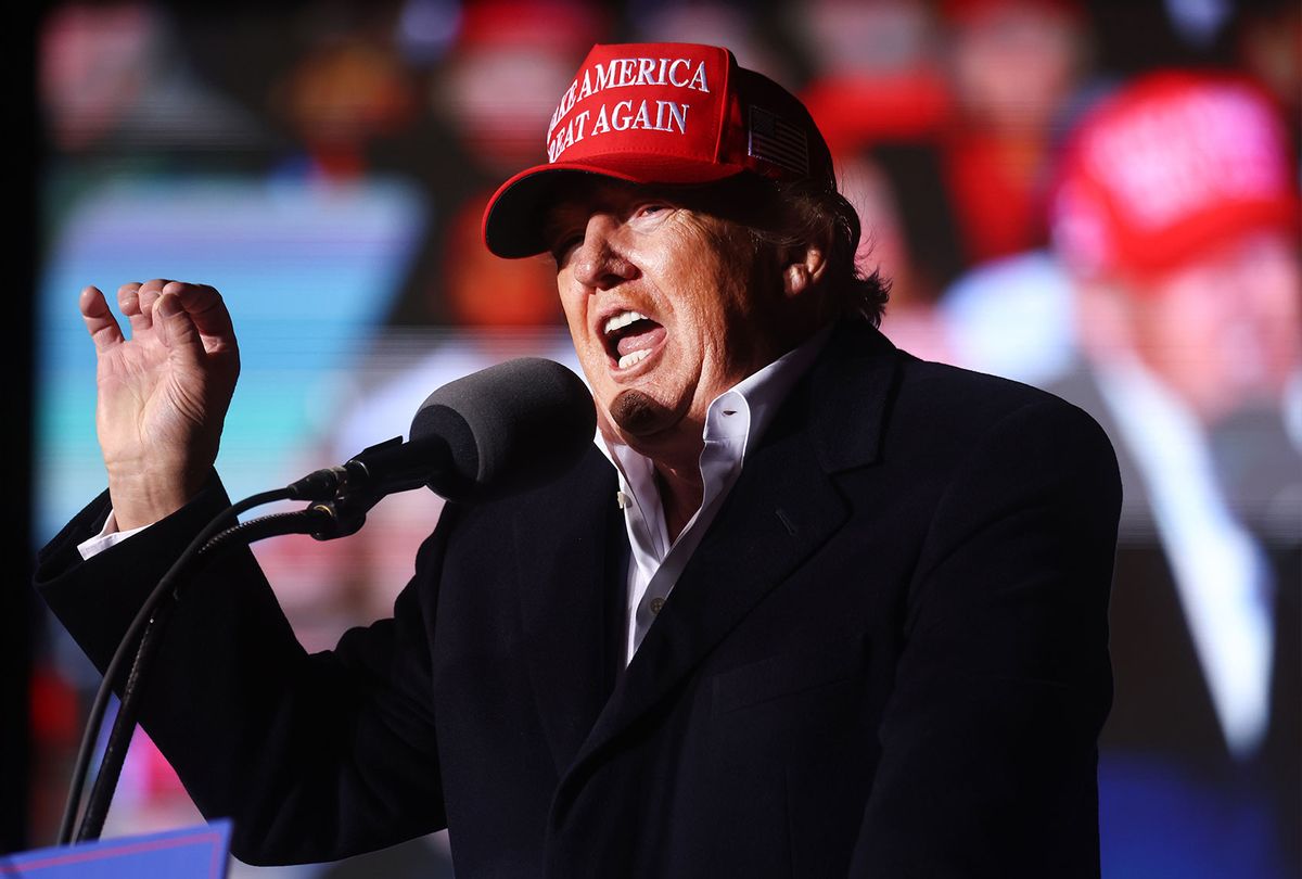 Former President Donald Trump speaks at a rally at the Canyon Moon Ranch festival grounds on January 15, 2022 in Florence, Arizona.  (Mario Tama/Getty Images)