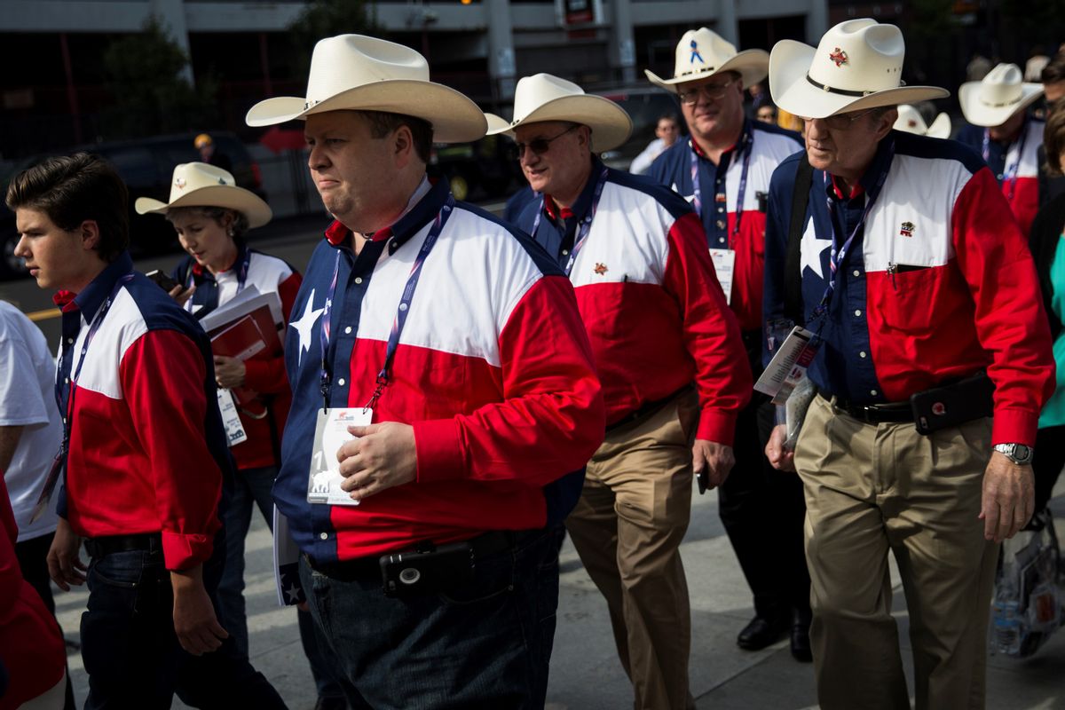 Members of the Texas delegation at the 2016 Republican National Convention in Cleveland, Ohio. (Samuel Corum/Anadolu Agency/Getty Images)