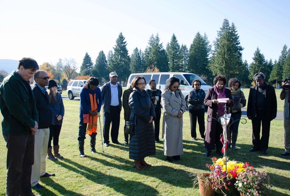 Hana Williams' memorial on 29th Oct 2013. (David Guterson on far left) (Photo courtesy of Raman Chandrasekar)