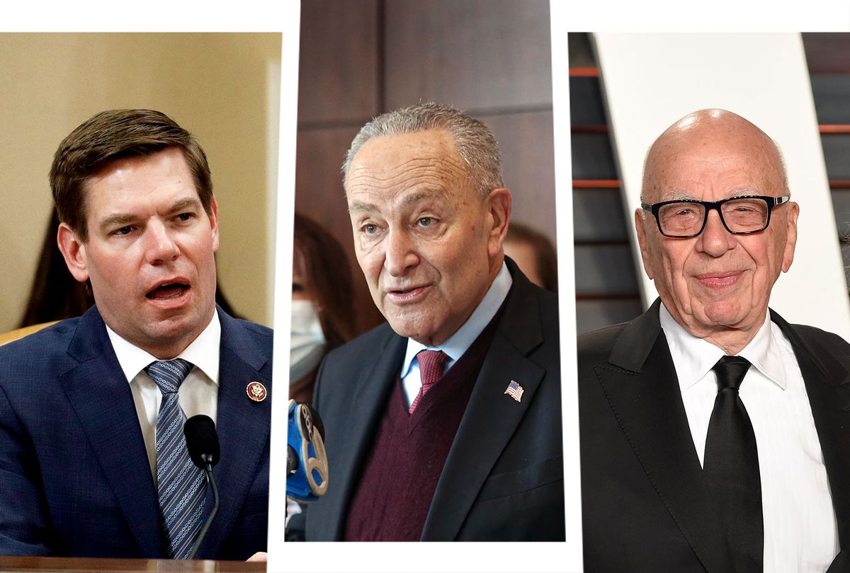 Eric Swalwell, Chuck Schumer and Rupert Murdoch (Photo illustration by Salon/Getty Images)