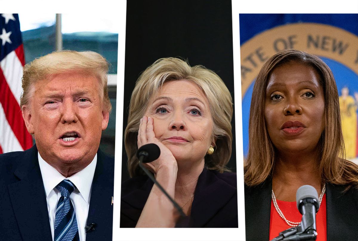 Donald Trump, Hillary Clinton and Letitia James (Photo illustration by Salon/Getty Images)