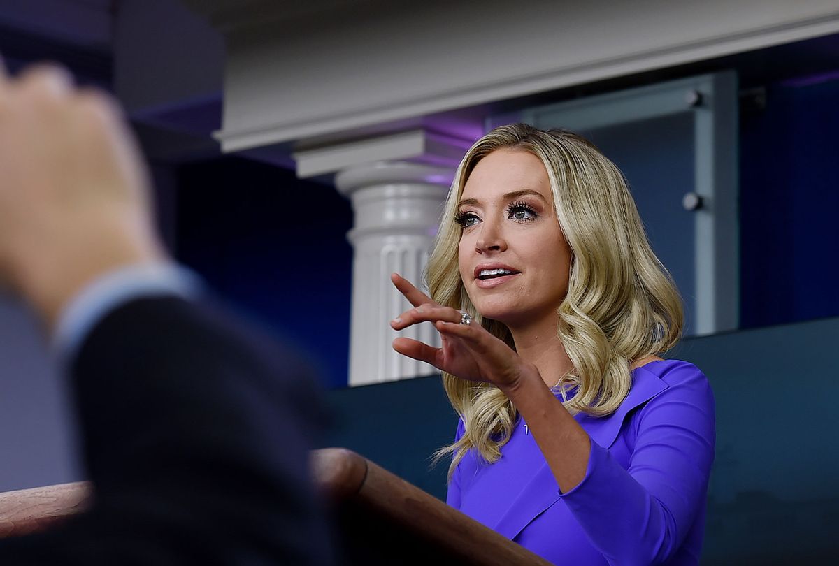 Kayleigh McEnany speaks during a press briefing on December 15, 2020, in the Brady Briefing Room of the White House in Washington, DC. (OLIVIER DOULIERY/AFP via Getty Images)
