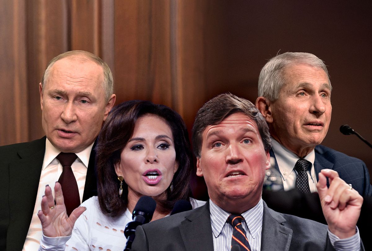 Vladimir Putin, Jeanine Pirro, Tucker Carlson and Dr. Anthony Fauci (Photo illustration by Salon/Getty Images)