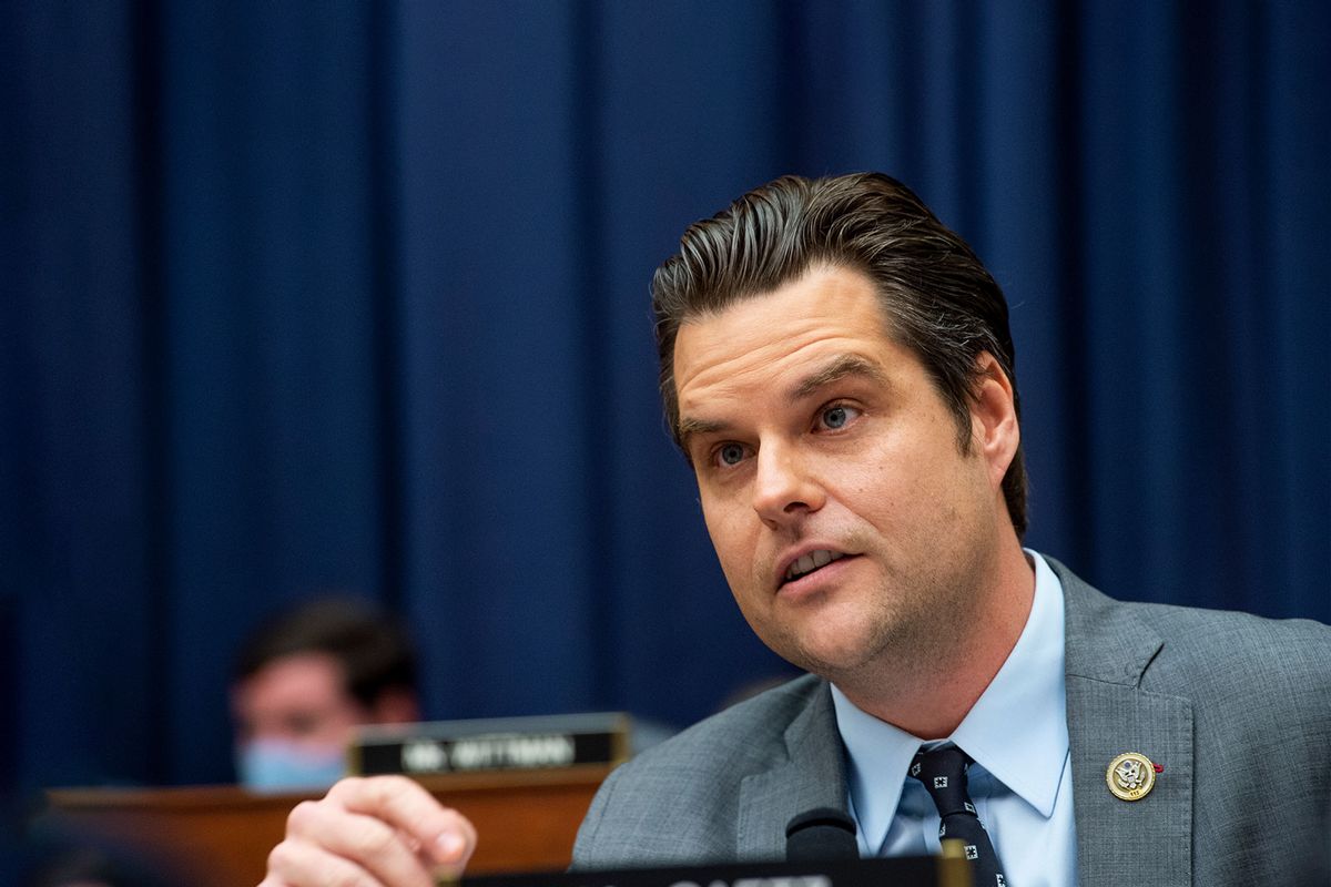 Rep. Matt Gaetz (R-FL) speaks during a House Armed Services Committee hearing on September 29, 2021 in Washington, DC. (Rod Lamkey-Pool/Getty Images)