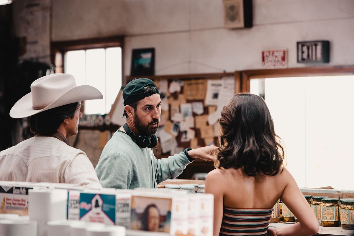 Martin Henderson, Ti West and Mia Goth in "X" (Photo by Christopher Moss/A24)