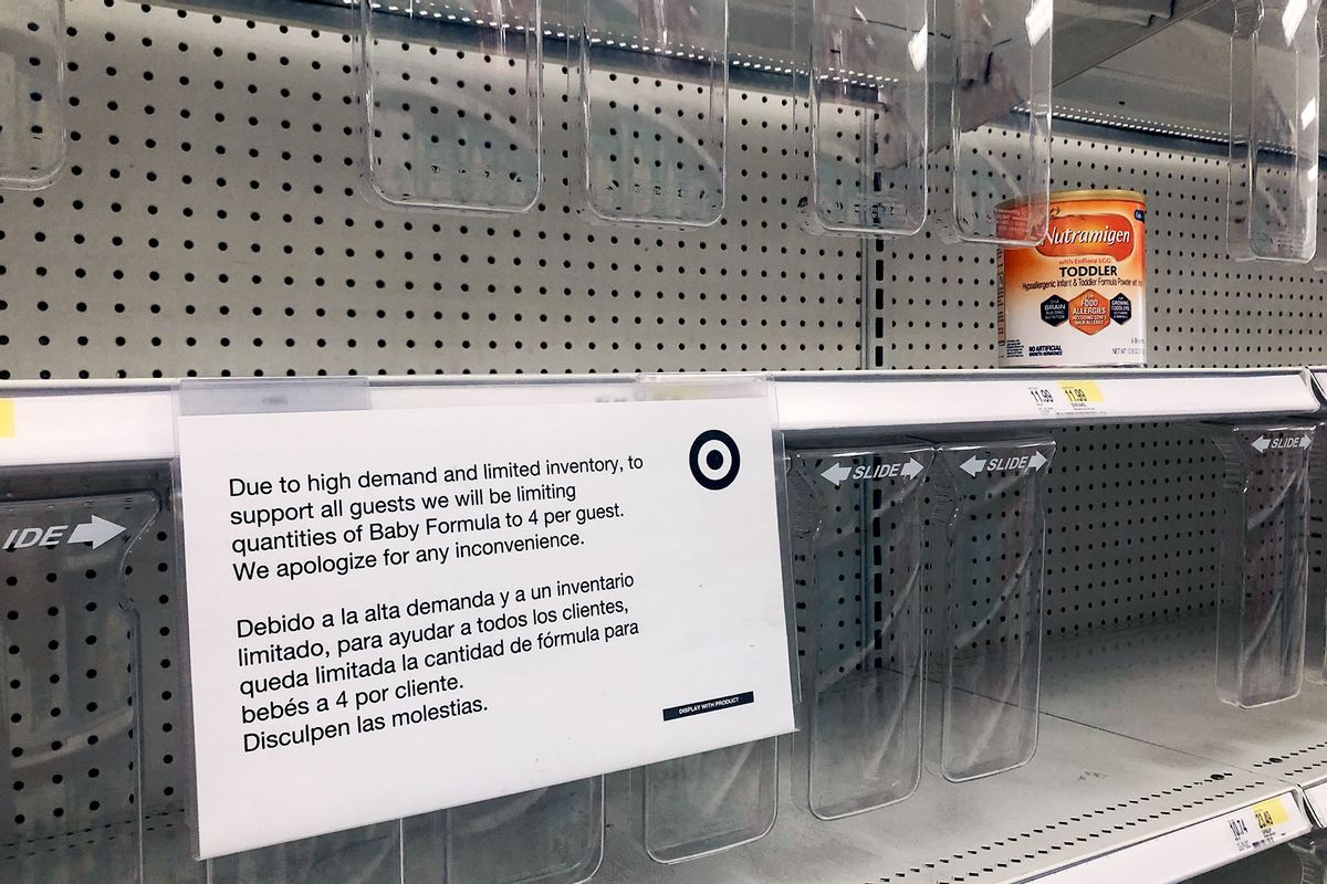 Baby formula shortage, empty shelves at Target due to product recall and supply chain issues, Queens, New York. (Lindsey Nicholson/UCG/Universal Images Group via Getty Images)