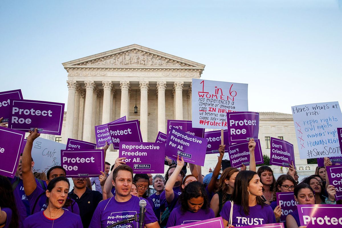 Pro-choice protesters demonstrate in front of the U.S. Supreme Court on July 9, 2018 in Washington, DC.  (Tasos Katopodis/Getty Images)