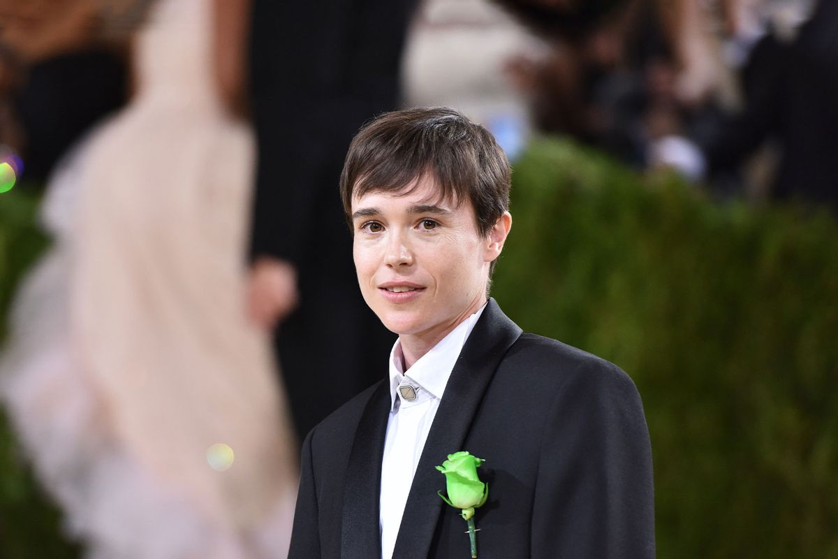 Elliot Page attends 2021 Costume Institute Benefit - In America: A Lexicon of Fashion at the Metropolitan Museum of Art on September 13, 2021 in New York City. (Sean Zanni/Patrick McMullan via Getty Images)