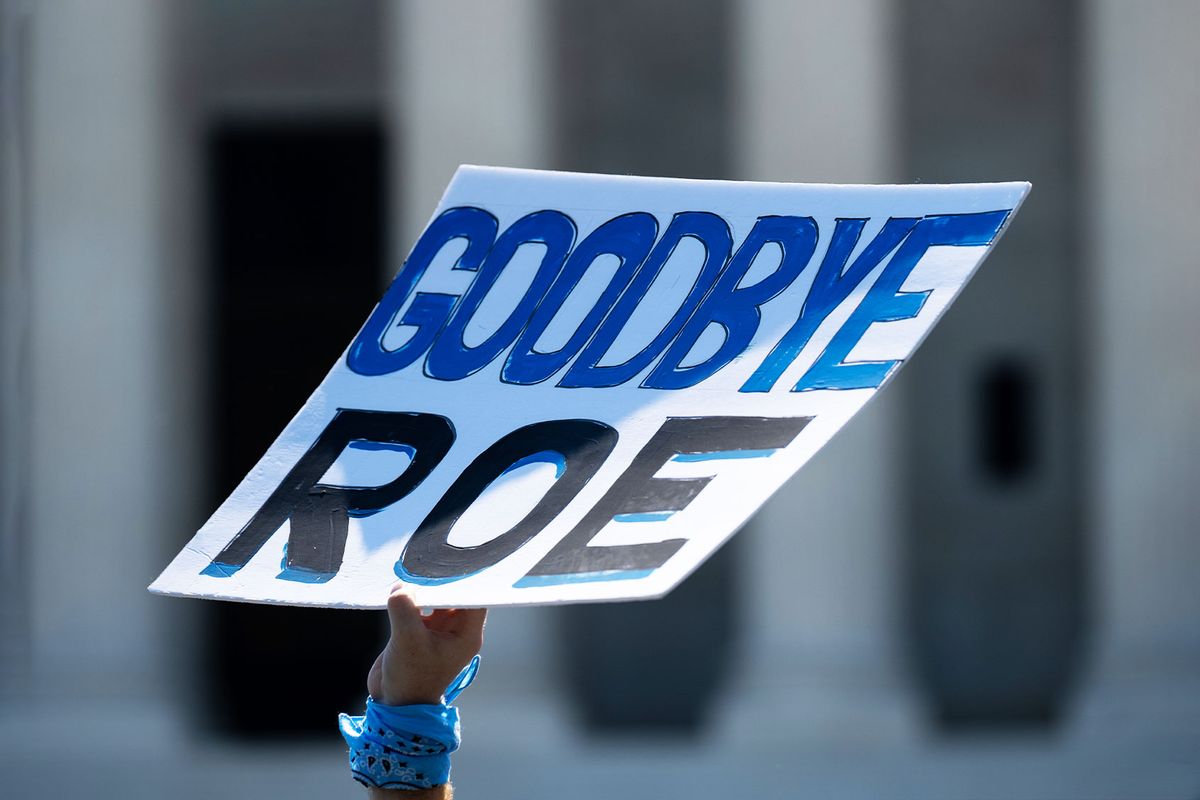 Pro-life activists protest outside of the U.S. Supreme Court as they wait for the court to hand down its decision to overturn Roe v. Wade on Monday morning, June 13, 2022 (Bill Clark/CQ-Roll Call, Inc via Getty Images)