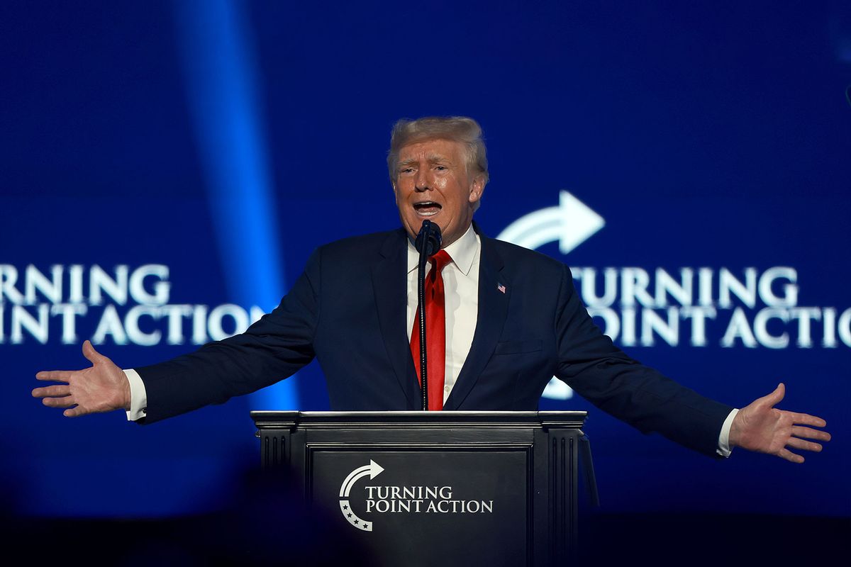 Former U.S. President Donald Trump speaks during the Turning Point USA Student Action Summit held at the Tampa Convention Center on July 23, 2022 in Tampa, Florida. (Joe Raedle/Getty Images)