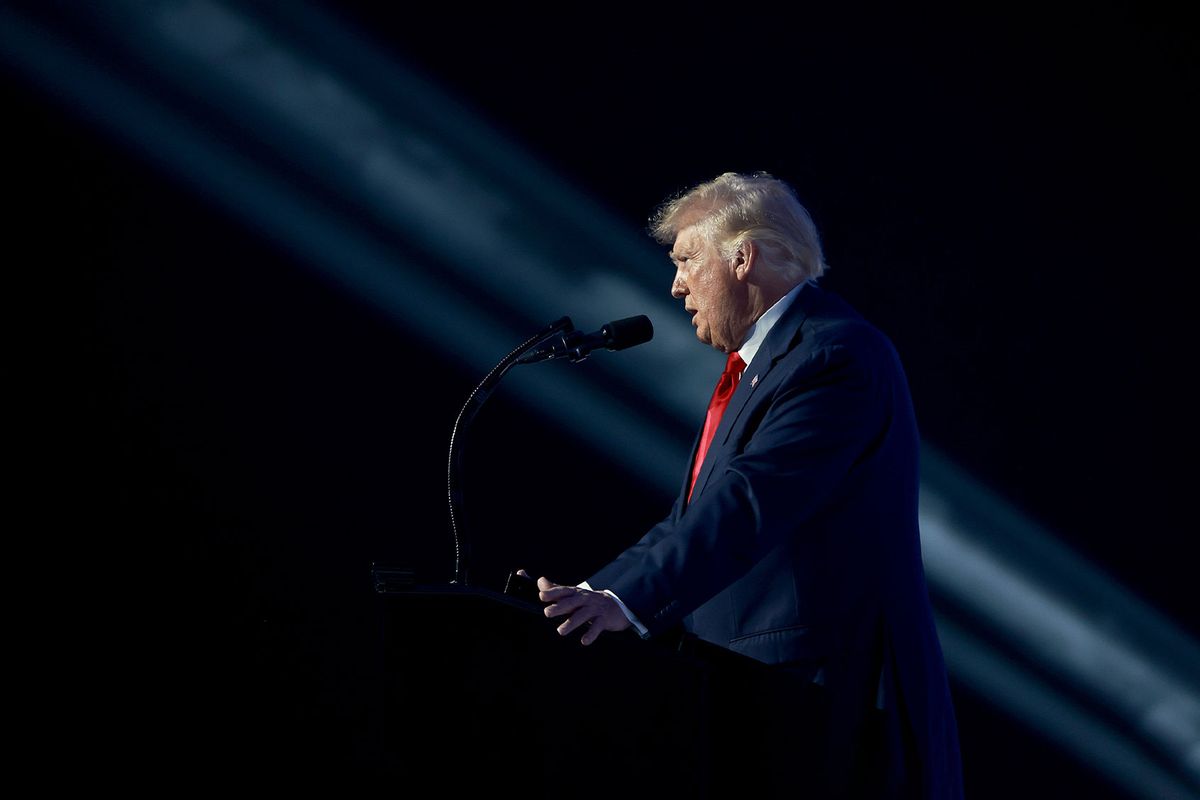 Former U.S. President Donald Trump speaks during the Turning Point USA Student Action Summit held at the Tampa Convention Center on July 23, 2022 in Tampa, Florida. (Joe Raedle/Getty Images)