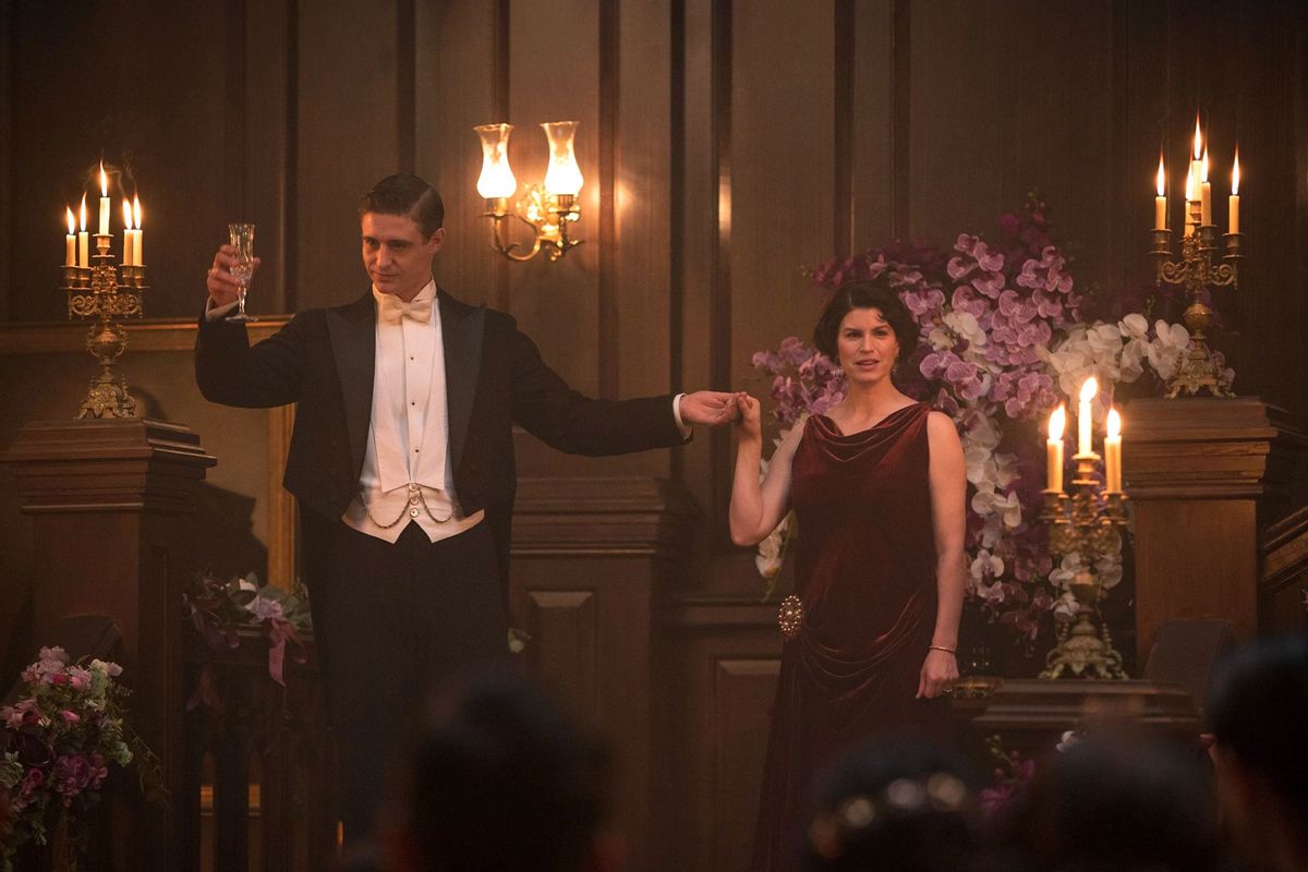 Max Irons as Malcolm Foxworth and Jemima Rooper as Olivia Winfield Foxworth in "Flowers in the Attic: ﻿The Origin" (A+E/Lifetime)