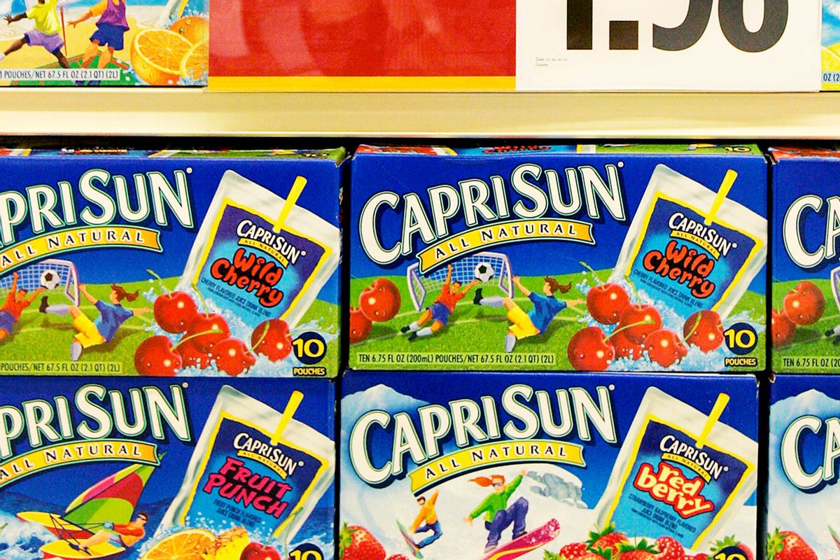 CapriSun drink on the shelves at a Raley's supermarket in Pleasanton, California. (Photo by  (Kimberly White/Corbis via Getty Images)