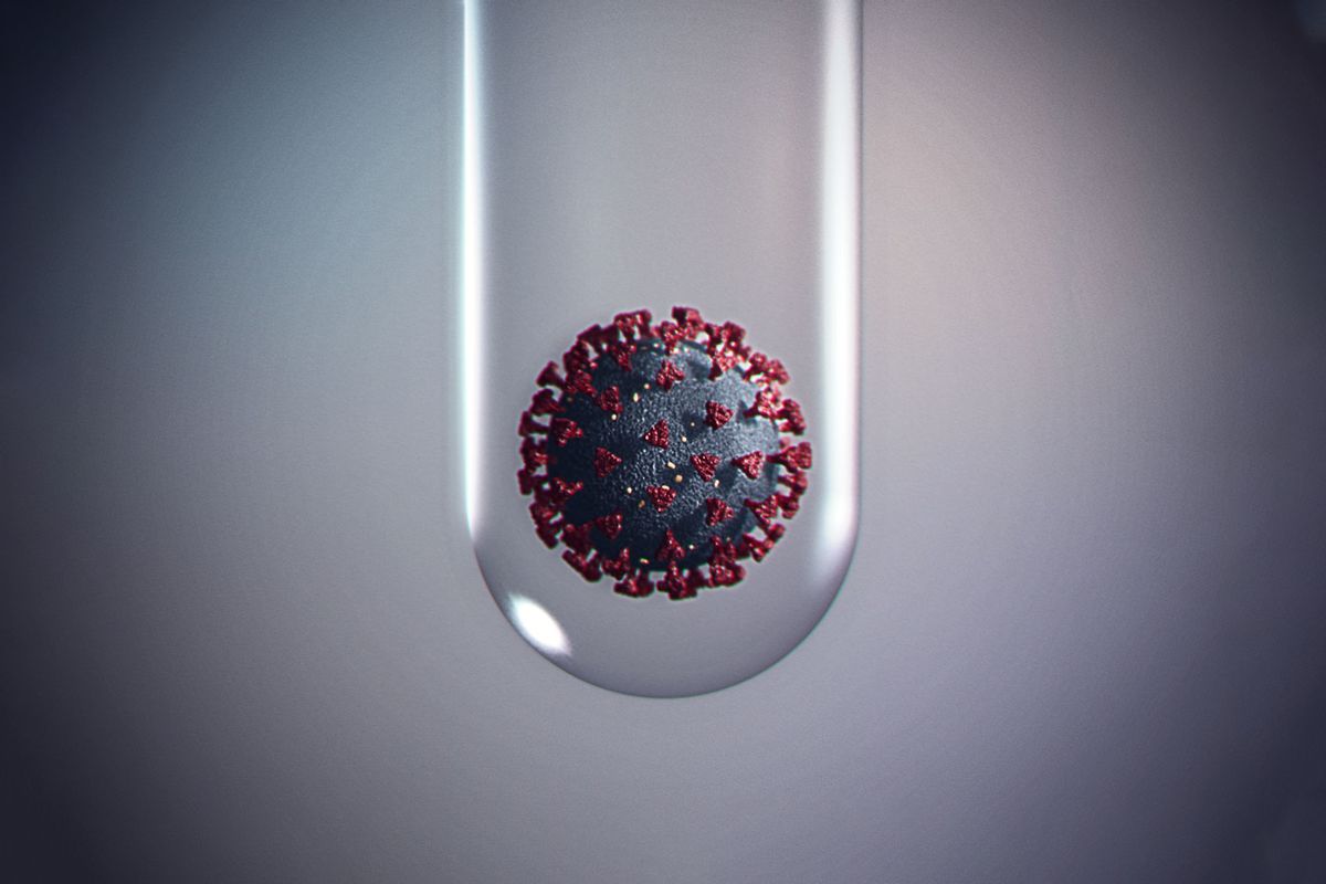 Conceptual image of coronavirus inside a test tube (Getty Images/Erlon Silva - TRI Digital)