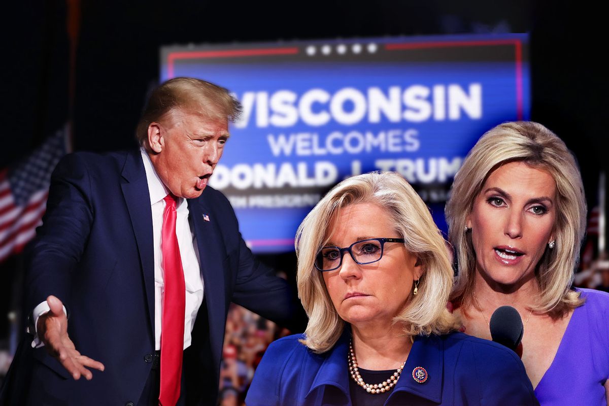 Former President Donald Trump, Rep. Liz Cheney (R-WY) and conservative television host Laura Ingraham (Photo illustration by Salon/Getty Images)