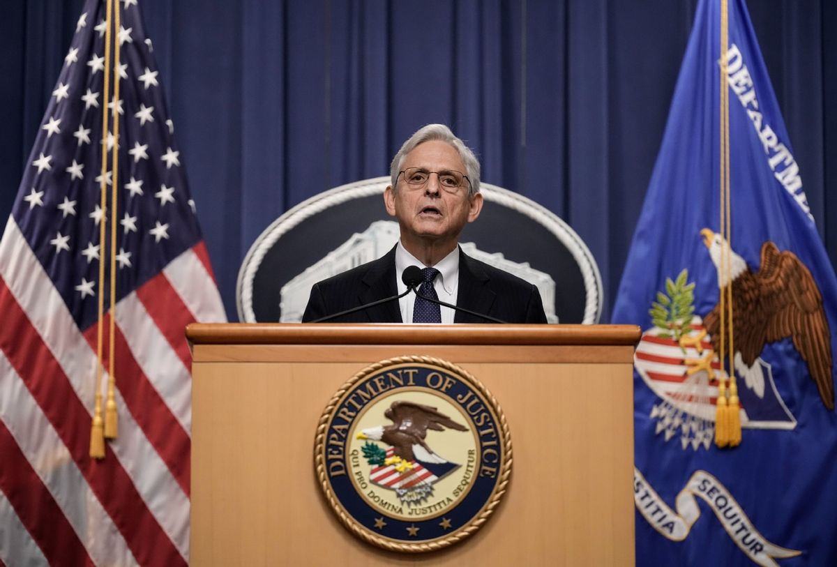U.S. Attorney General Merrick Garland delivers a statement at the U.S. Department of Justice August 11, 2022 in Washington, DC.  ( Drew Angerer/Getty Images)