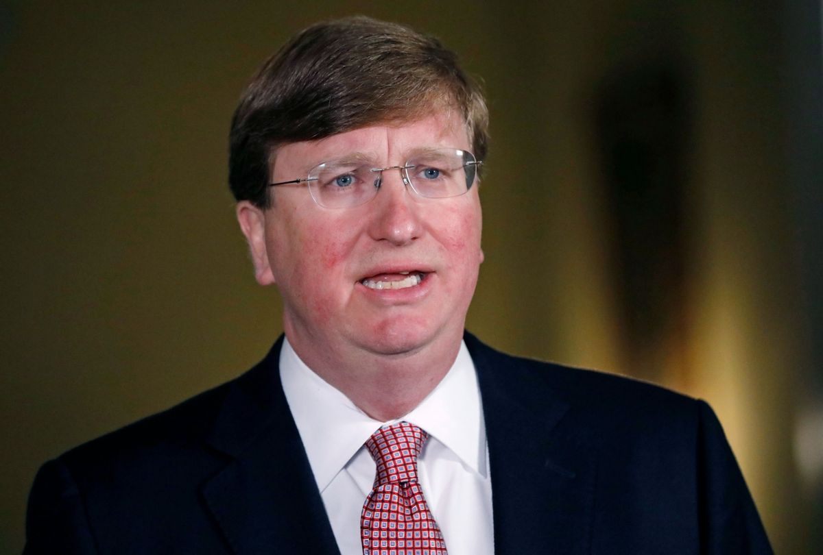 Mississippi Republican Gov. Tate Reeves delivers a televised address at the Governor's Mansion June 30, 2020 in Jackson, Mississippi. (Rogelio V. Solis-Pool/Getty Images)