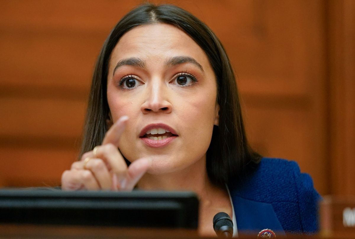 Rep. Alexandria Ocasio-Cortez, D-N.Y., speaks during a House Committee on Oversight and Reform hearing on Capitol Hill in Washington, June 8, 2022. (ANDREW HARNIK/POOL/AFP via Getty Images)
