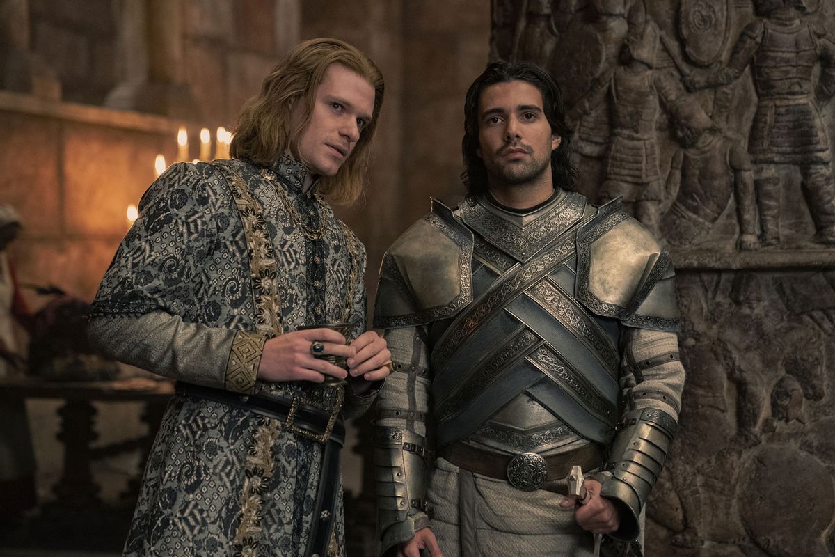 Solly McLeod as Ser Joffrey Lonmouth and Fabien Frankel as Ser Criston Cole in "House of the Dragon" (Ollie Upton / HBO)