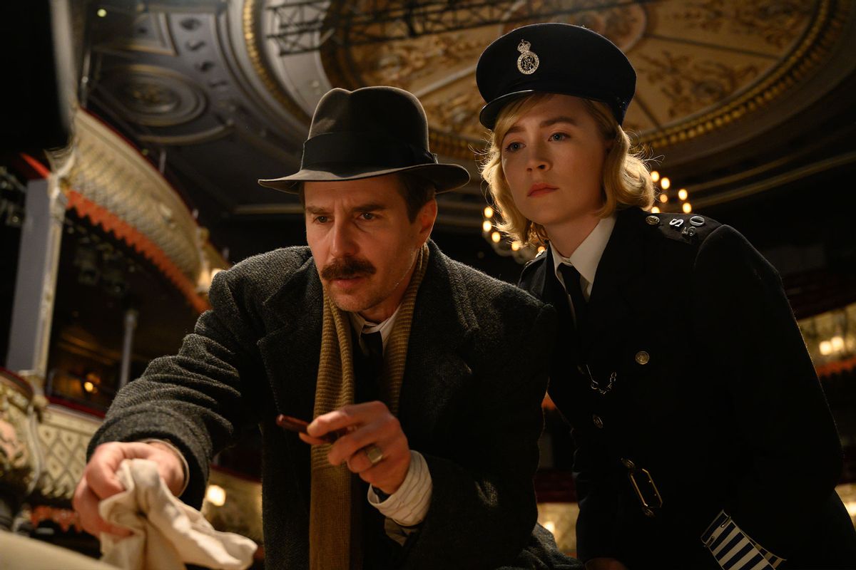 Sam Rockwell and Saoirse Ronan in the film "See How They Run" (Photo by Parisa Taghizadeh/20th Century Studios)