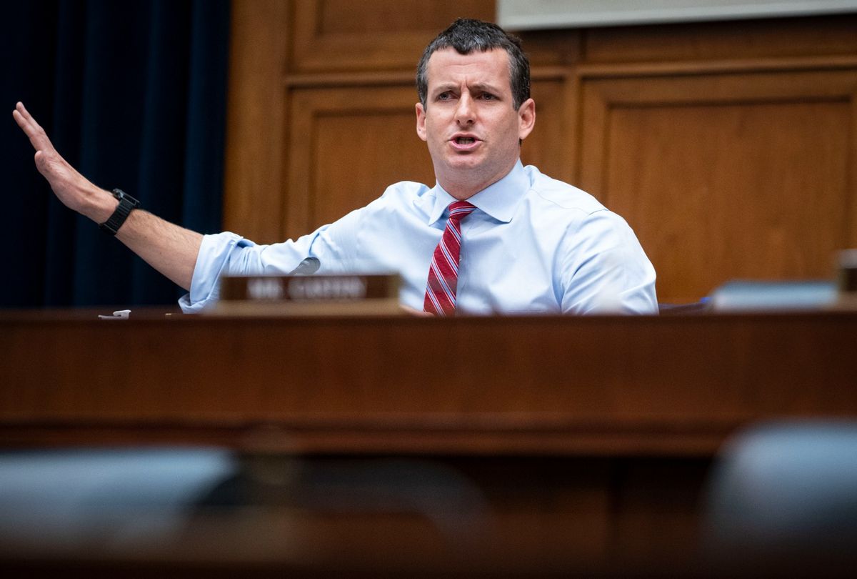 Representative Trey Hollingsworth, a Republican from Indiana, speaks at a House Financial Services Committee hearing on Capitol Hill on September 30, 2021 in Washington, DC. (Al Drago-Pool/Getty Images)