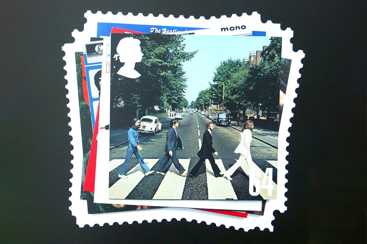 Royal Mail stamps featuring the Beatles, January 8, 2007 at the Abbey Road Studios in London, United Kingdom. (Danny Martindale/WireImage/Getty Images)