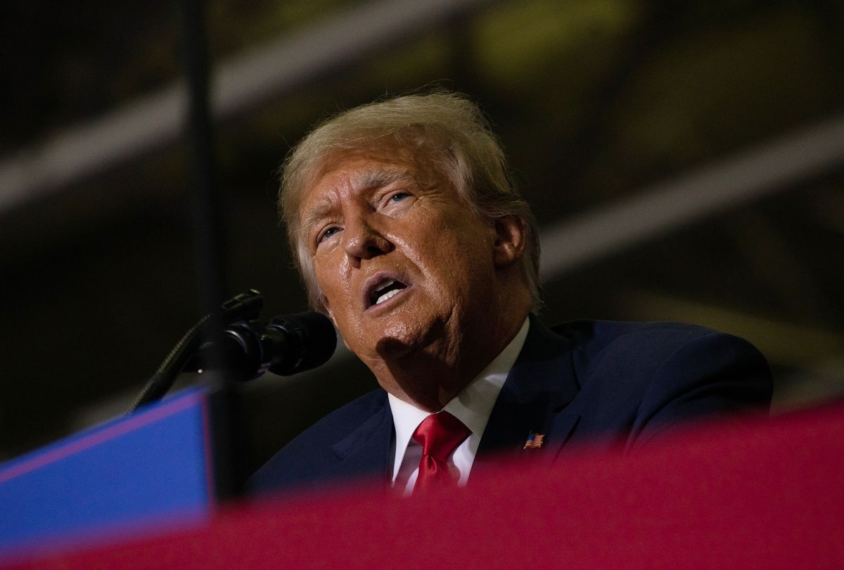 Former President Donald Trump speaks during a Save America rally on October 1, 2022 in Warren, Michigan. (Emily Elconin/Getty Images)