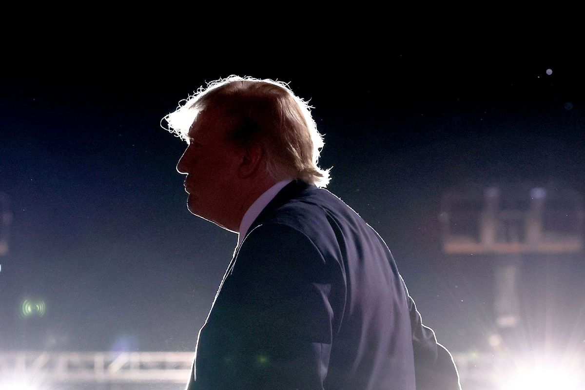 Former U.S. President Donald Trump speaks during a campaign rally at Minden-Tahoe Airport on October 08, 2022 in Minden, Nevada. (Justin Sullivan/Getty Images)