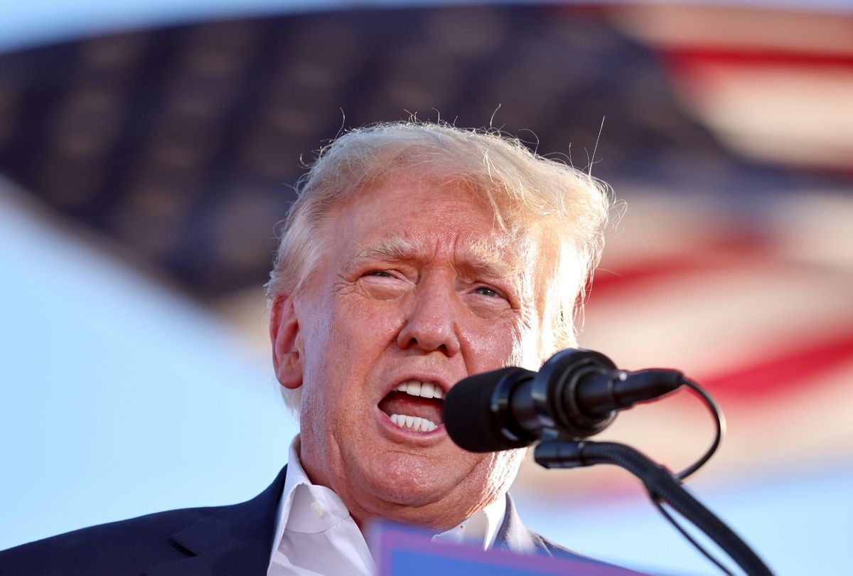 Former U.S. President Donald Trump speaks at a campaign rally at Legacy Sports USA on October 09, 2022 in Mesa, Arizona.  (Mario Tama/Getty Images)
